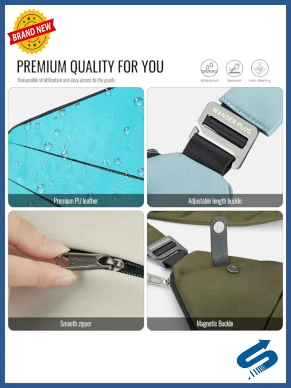 Anti Theft Crossbody Travel Bag for Women Men Multi-Pocket Sling Bag Nylon
